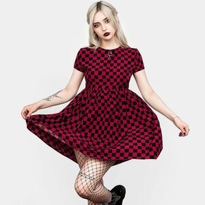 NEW Arcade Black and Red Checkered Mini Dress by Disturbia